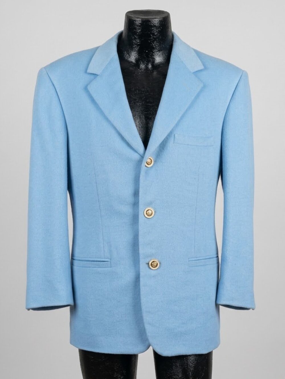 Vintage Gianni Versace Mens Wool Angora Blazer Light Blue Made in Italy 38R